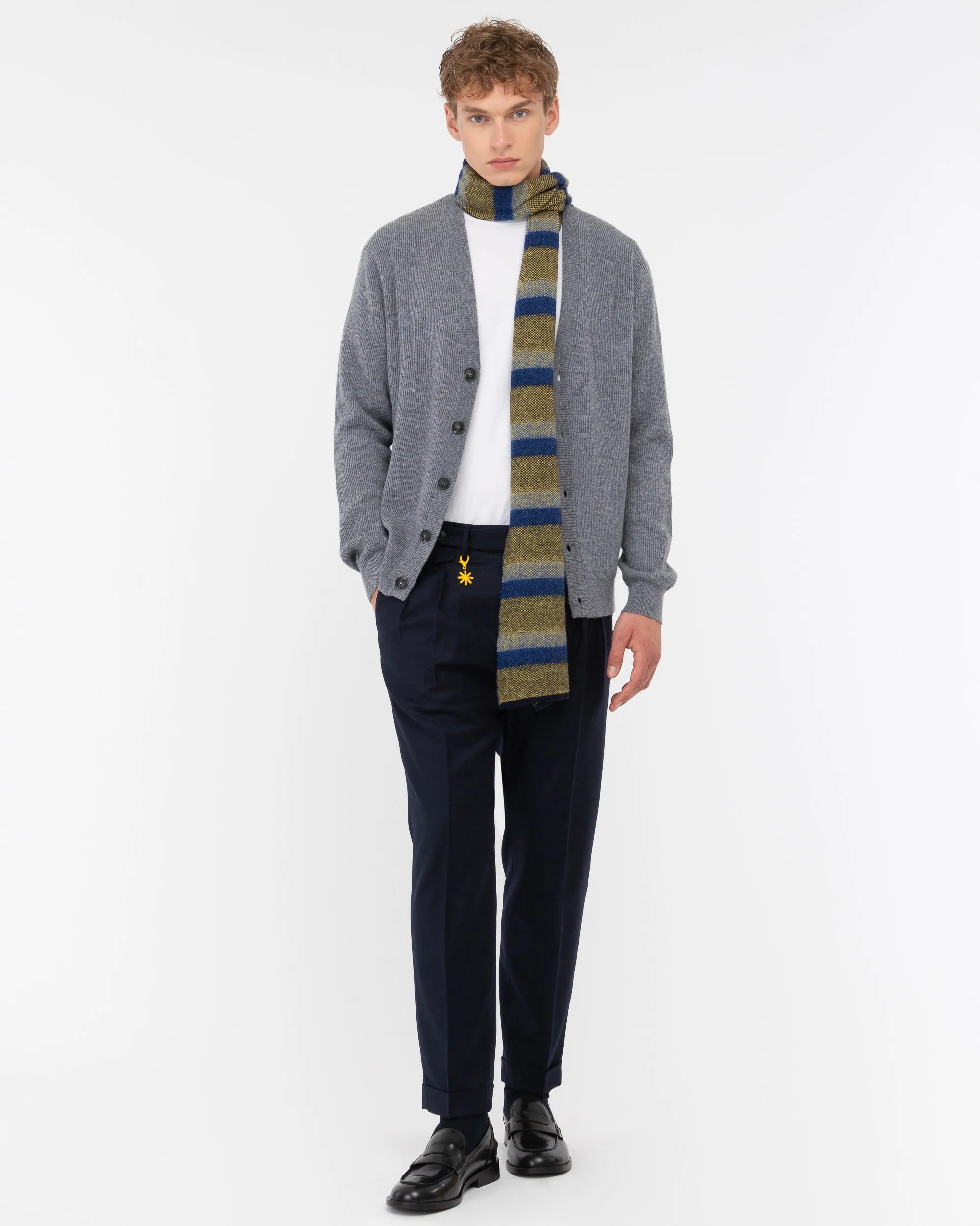 MANUEL RITZ CARDIGAN COSTA INGLESE LANA GRIGIO - Marcello Fontana Shop