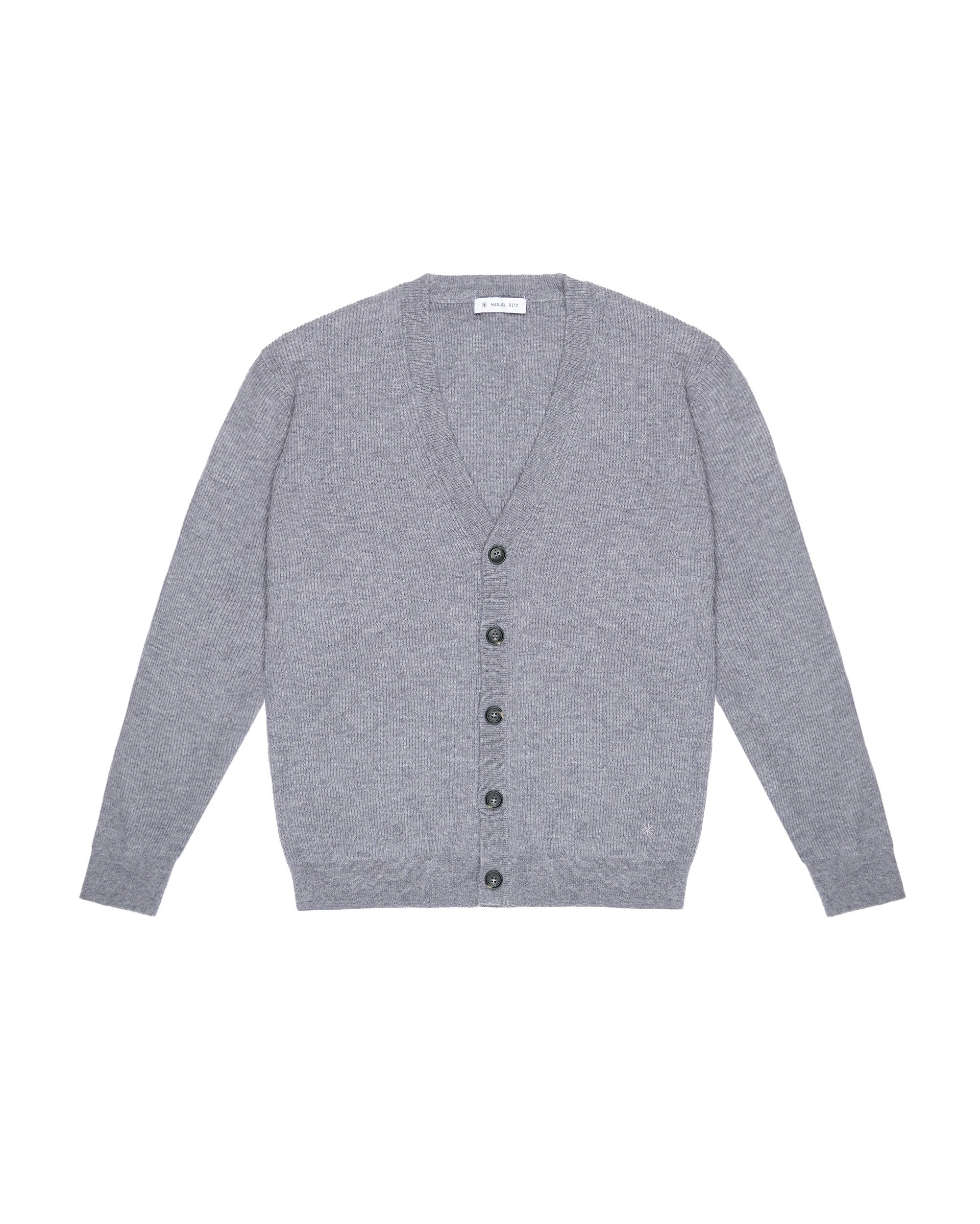 MANUEL RITZ CARDIGAN COSTA INGLESE LANA GRIGIO - Marcello Fontana Shop