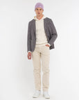 FW25 MANUEL RITZ MAGLIA CON CAPPUCCIO MISTO LANA BIANCO