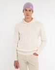 FW25 MANUEL RITZ MAGLIA CON CAPPUCCIO MISTO LANA BIANCO