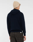 FW25 MANUEL RITZ MAGLIA CON CAPPUCCIO MISTO LANA BLU