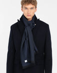 FW25 MANUEL RITZ SCIARPA RIGATA IN MISTO LANA BLU
