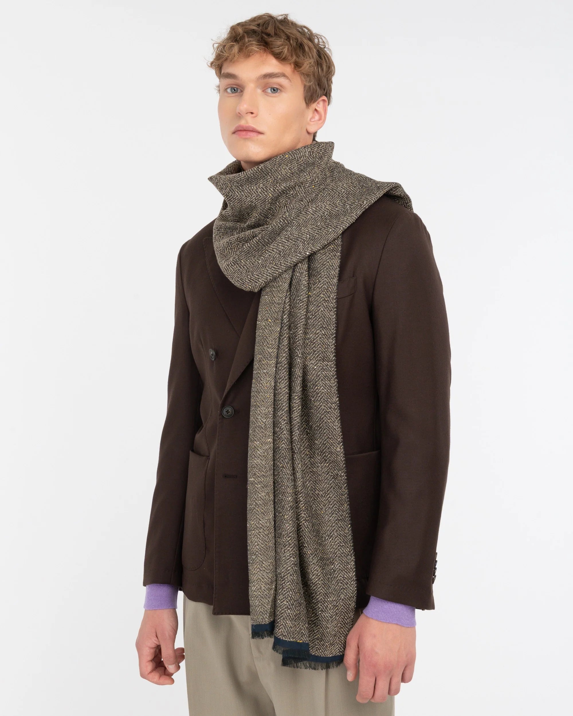 SCIARPA RESCA IN MISTO COTONE MARRONE -  MANUEL RITZ - Marcello Fontana Shop