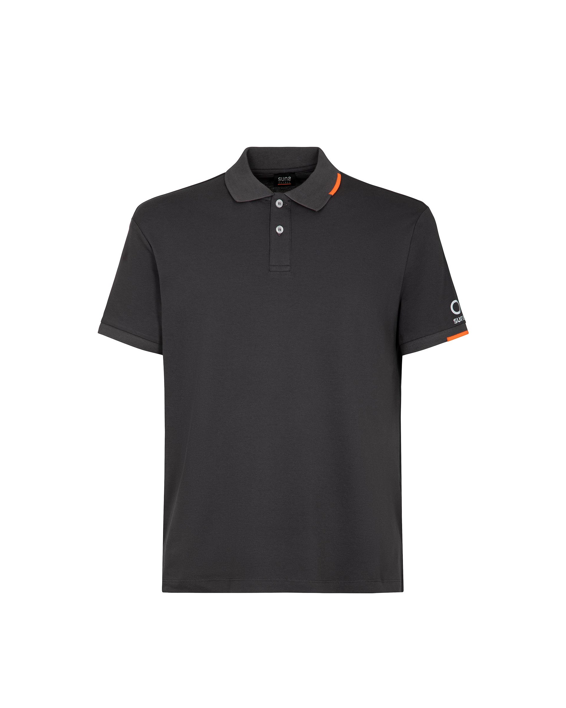 SUNS POLO FEDERICO TAG IN PIQUET DARK GREY - Marcello Fontana Shop