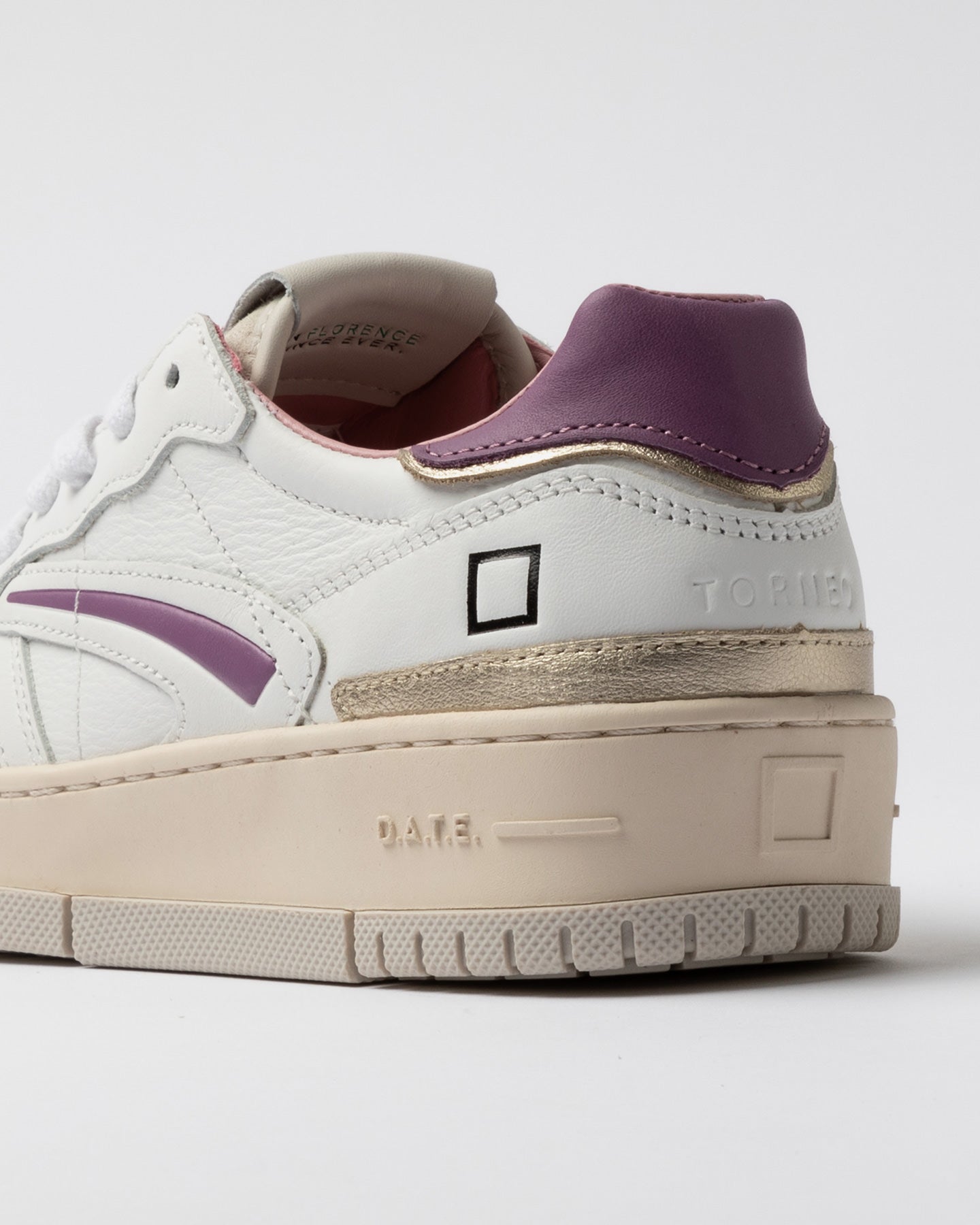D.A.T.E. TORNEO PURE CALF WHITE-PURPLE - Marcello Fontana Shop