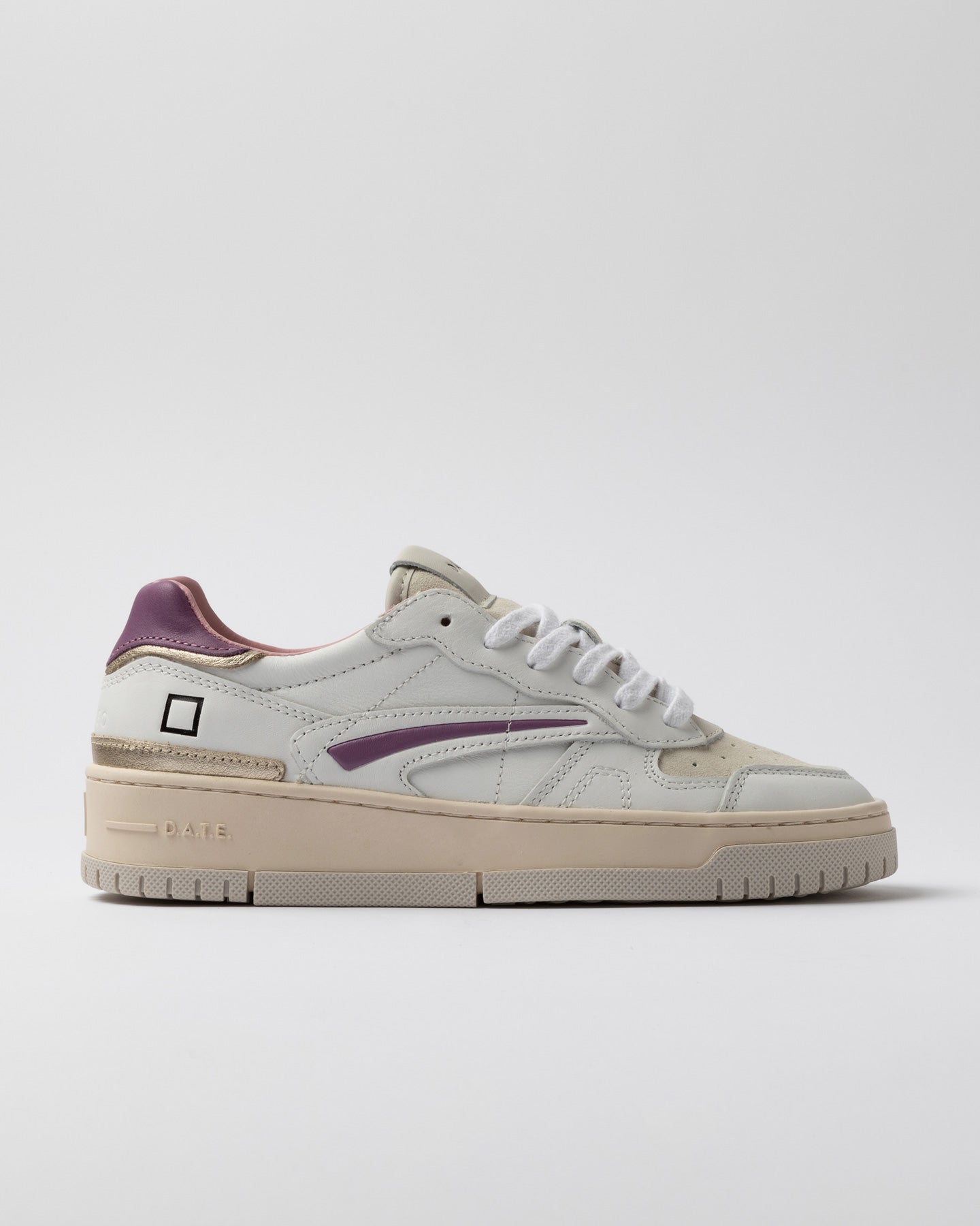 D.A.T.E. TORNEO PURE CALF WHITE-PURPLE - Marcello Fontana Shop
