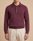 Privati Firenze – Polo 4 bottoni a Manica Lunga in Lana e Cashmere – Bordeaux