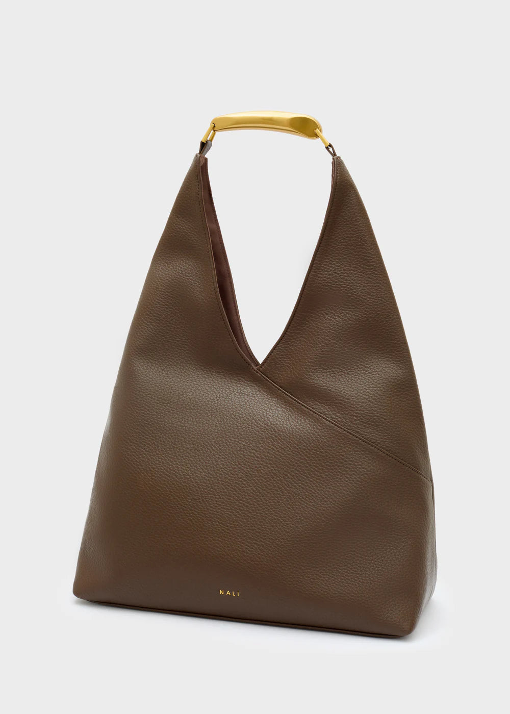 BORSA TISHA MARRONE A SPALLA MANICO METALLO - NALI' - Marcello Fontana Shop