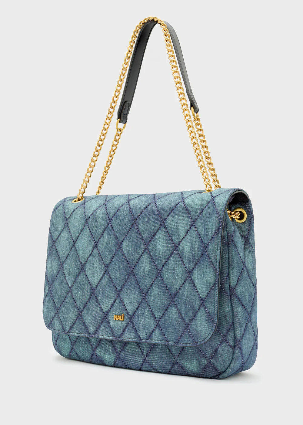 BORSA DEMI FLAP A SPALLA DENIM BLU - NALI' - Marcello Fontana Shop