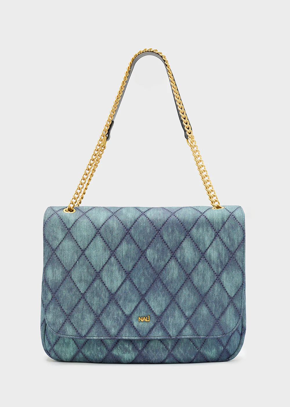 BORSA DEMI FLAP A SPALLA DENIM BLU - NALI' - Marcello Fontana Shop