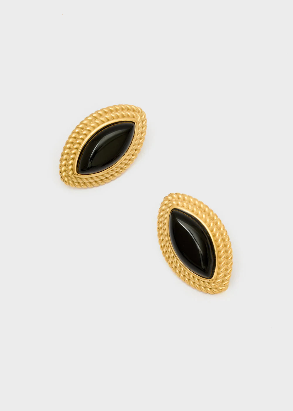 ORECCHINI OVAL CON RESINA ACC.INO. ORO\NERO - NALI' - Marcello Fontana Shop