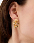 Orecchini Half flowers con pietre oro