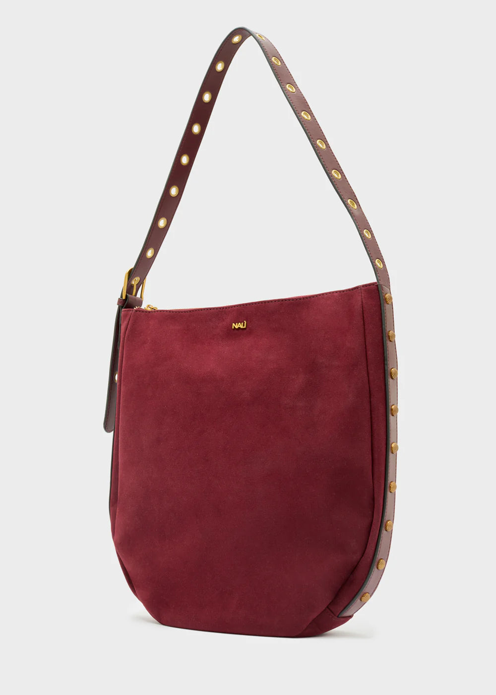 BORSA JOANNE A SPALLA CON BORCHIE BORDEAUX - NALI' - Marcello Fontana Shop