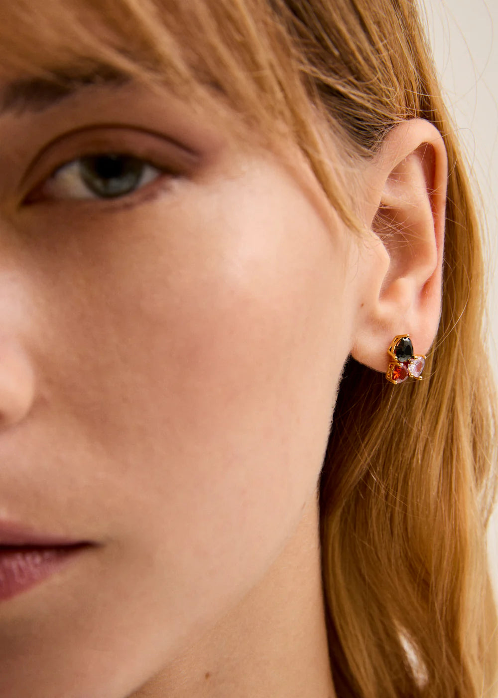 ORECCHINI 3 PIETRE A CUORE ROSSO/NERO - NALI' - Marcello Fontana Shop