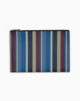 GALLO Pochette unisex pelle blu royal righe multicolor