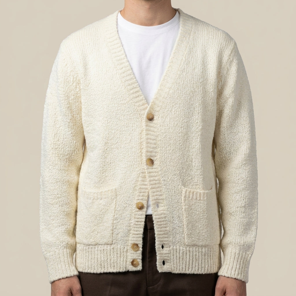 LA FILERIA Cardigan CON TASCHE panna in Bouclé