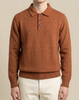 La Fileria – Polo a Manica Lunga in Lana e Cashmere Bottonato – Terracotta