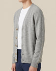 La Fileria - Cardigan in Pura Lana Shetland con Manica Raglan Grigio Mélange