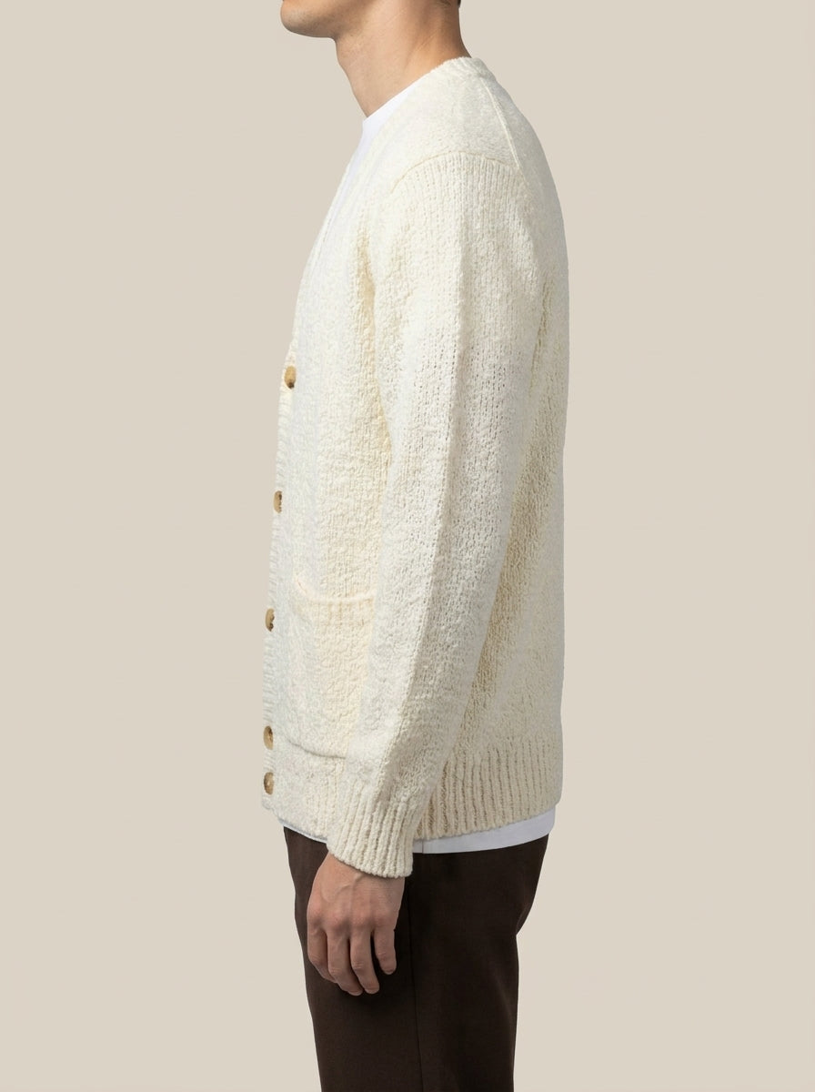 LA FILERIA Cardigan CON TASCHE panna in Bouclé