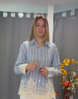 SAIPH CAMICIA CELESTE CON RICAMO - COD.95030