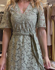 PENNYBLACK  Abito midi in cotone sangallo verde - PBPSONNI