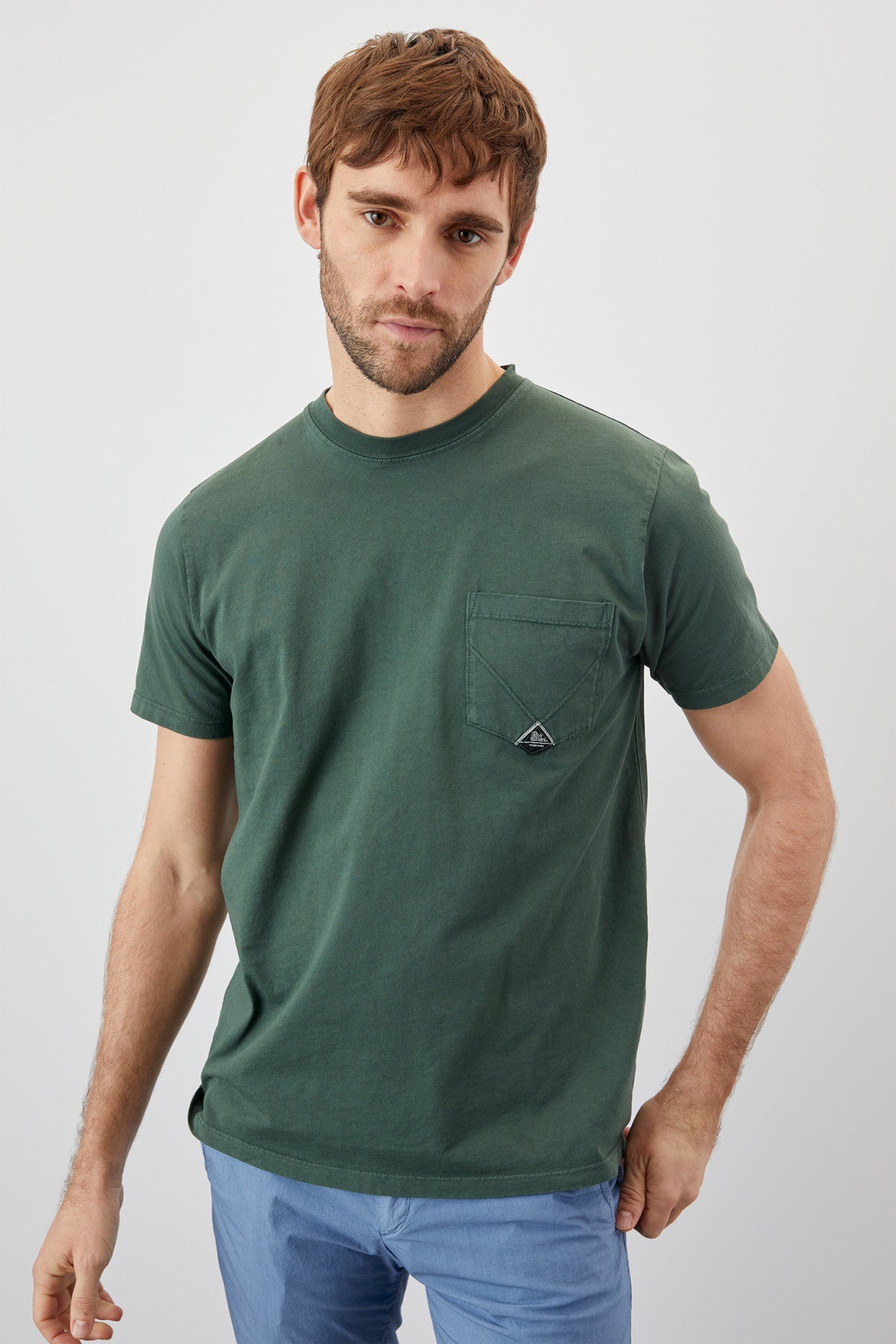 ROY ROGER'S T-SHIRT POCKET IN JERSEY VERDE - Marcello Fontana Shop