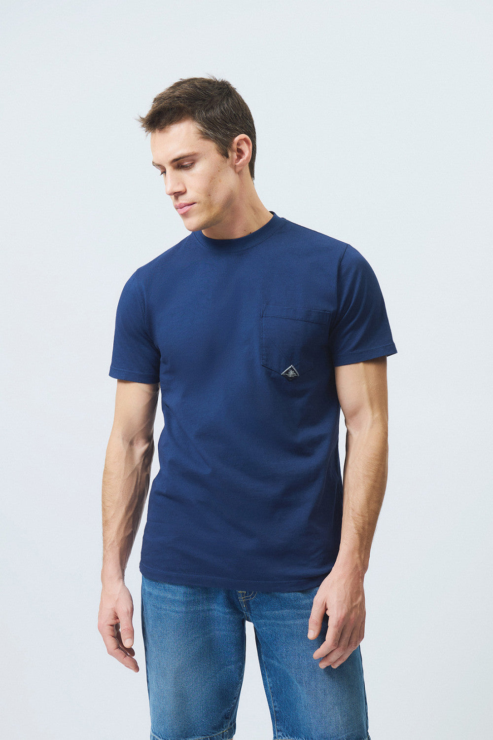 SS26 T-SHIRT POCKET IN JERSEY BLUE - ROY ROGER'S - Marcello Fontana Shop