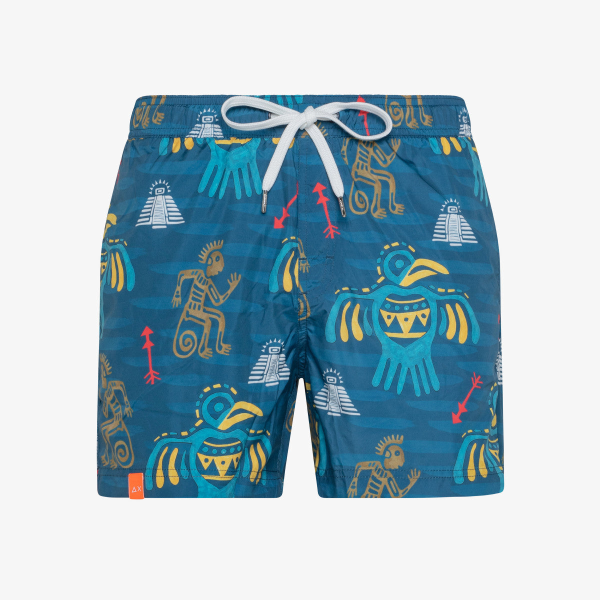 SUN68 SWIM PANT TRIBALE NAVY BLUE/GIALLO - Marcello Fontana Shop