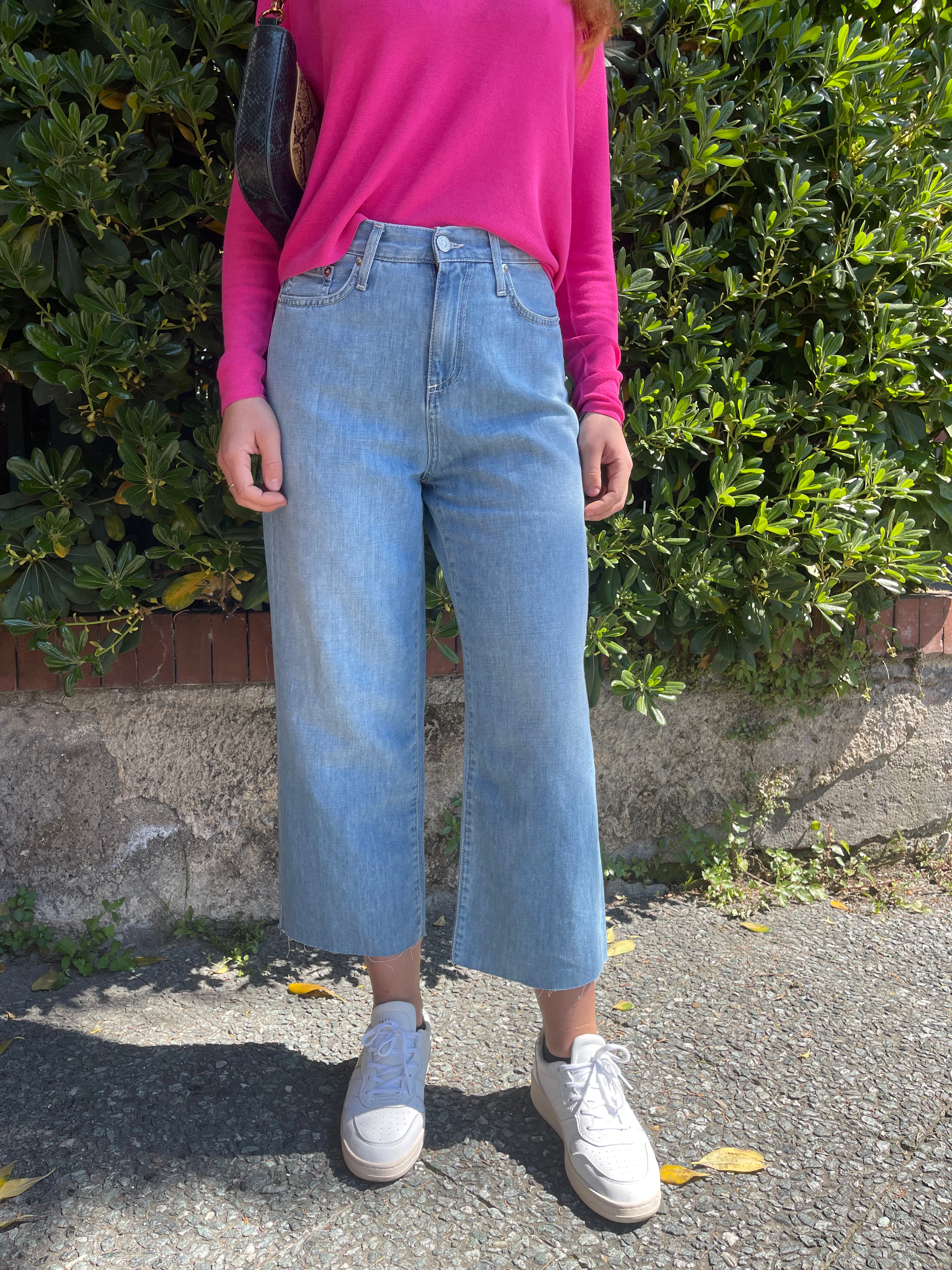 Roy Roger's jeans Rita Cropped in cotone e lino Grace - Marcello Fontana Shop