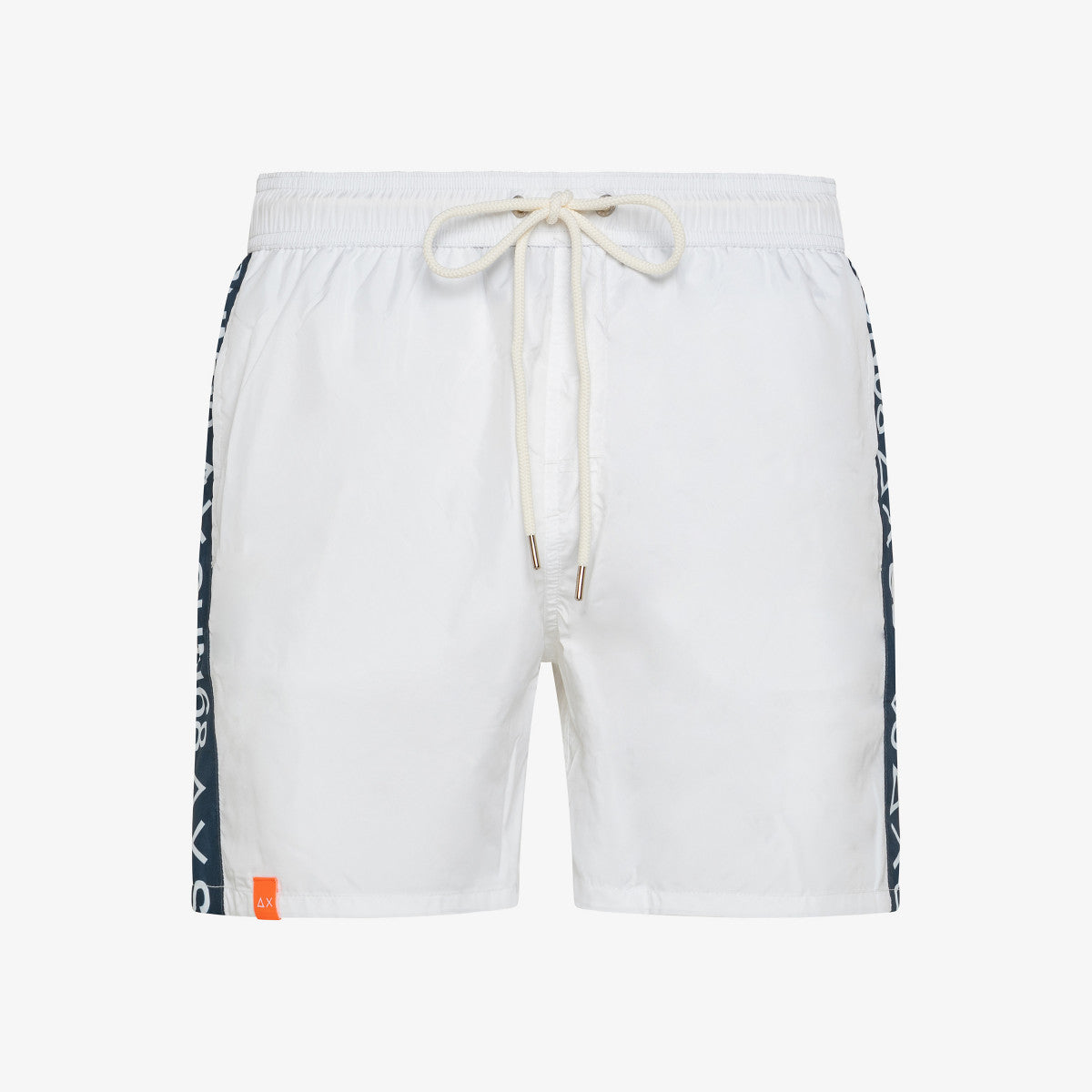 SUN68 SWIM PANT WTH TAPE LOGO BIANCO - Marcello Fontana Shop