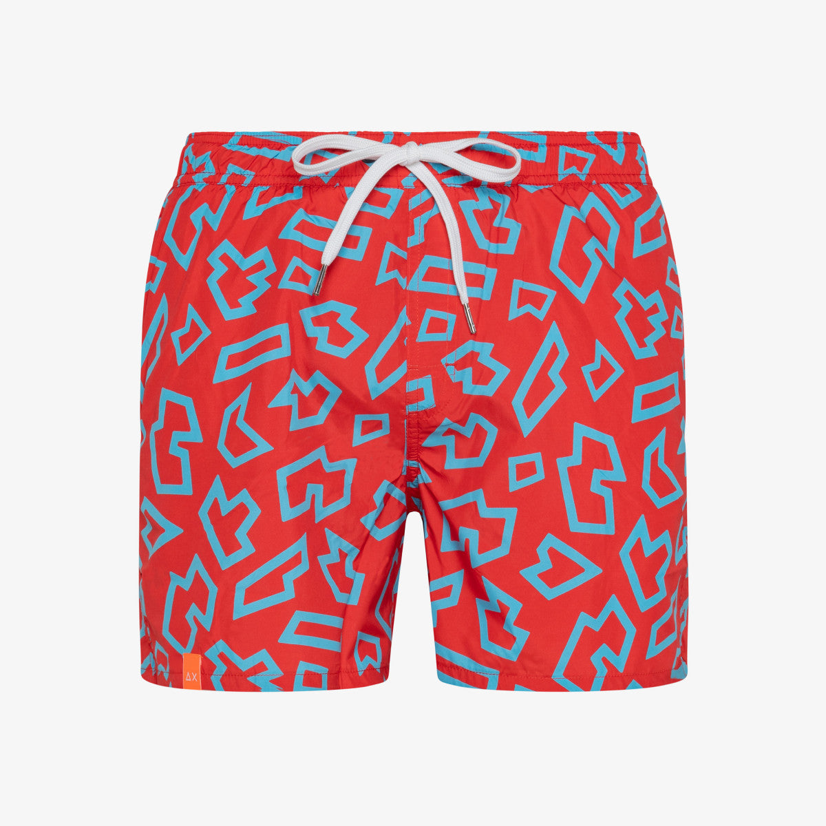 SUN68 SWIM PANT ABSTRACT ROSSO FUOCO/AZZURRO - Marcello Fontana Shop