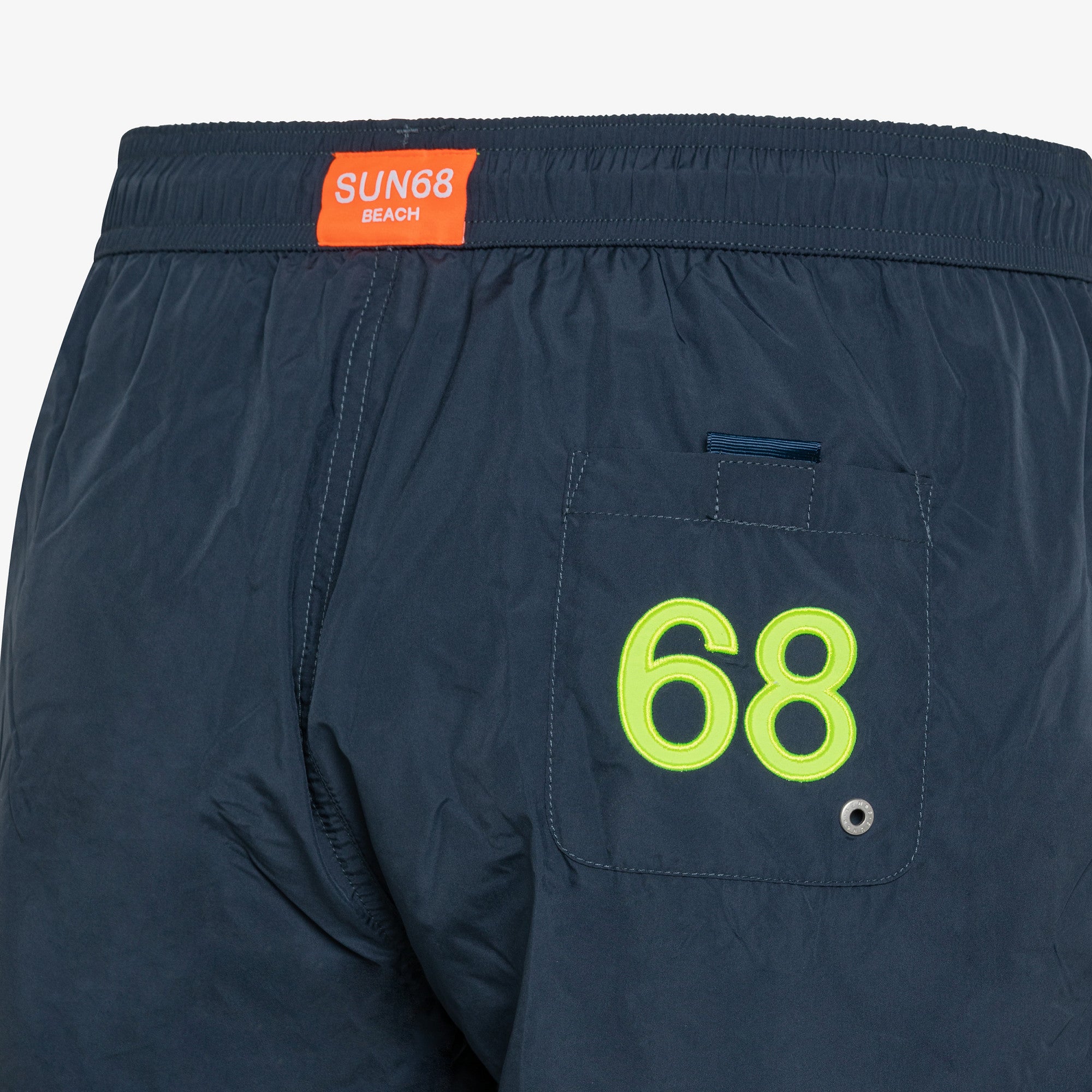 SUN68 SWIM PANT WTH LOGO FLUO NAVY BLUE - Marcello Fontana Shop