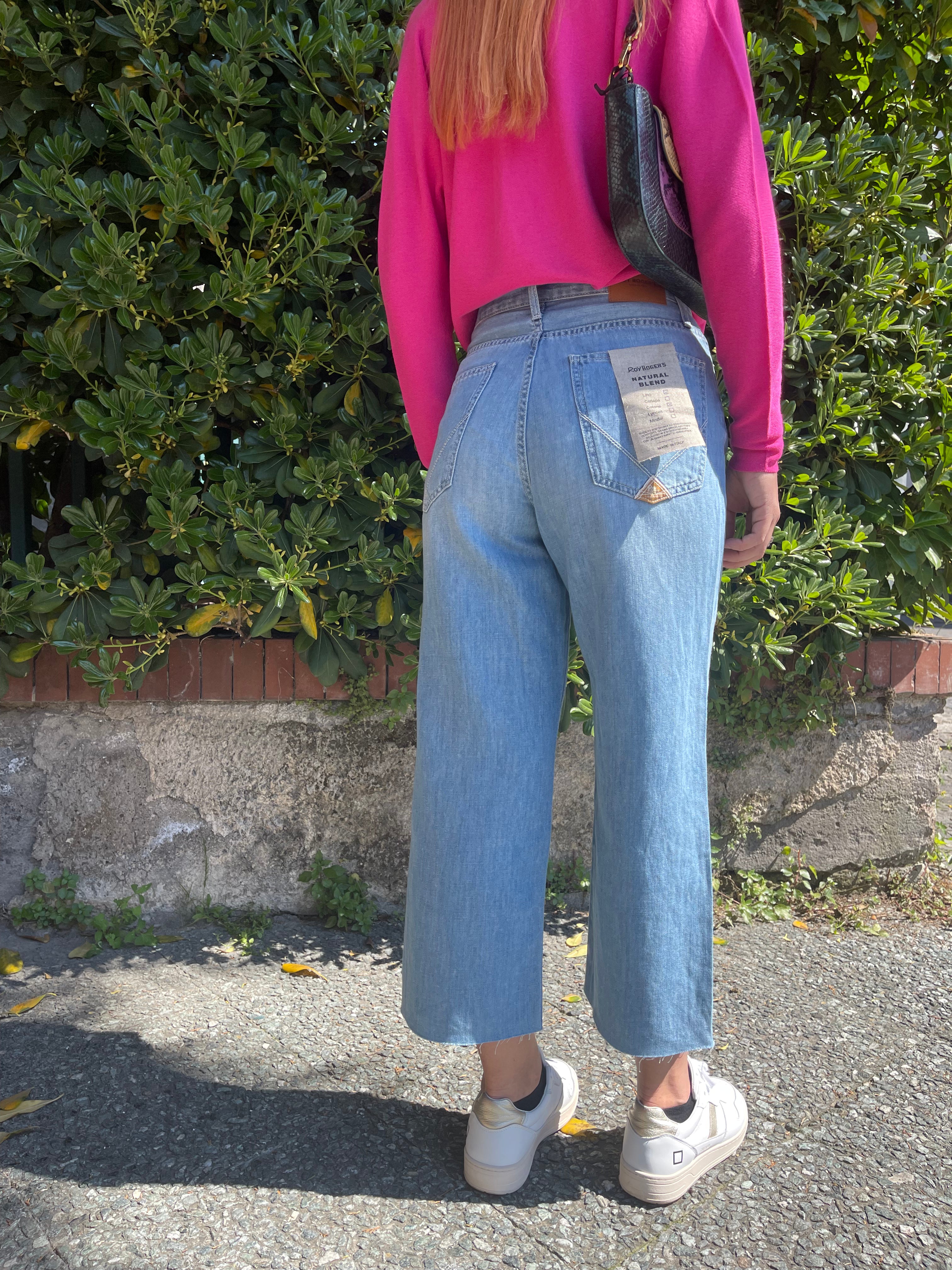 Roy Roger's jeans Rita Cropped in cotone e lino Grace - Marcello Fontana Shop